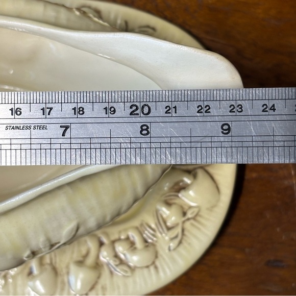 Vintage 70s Arnels Merry Mushrooms large ceramic gravy boat with saucer - Picture 9 of 11